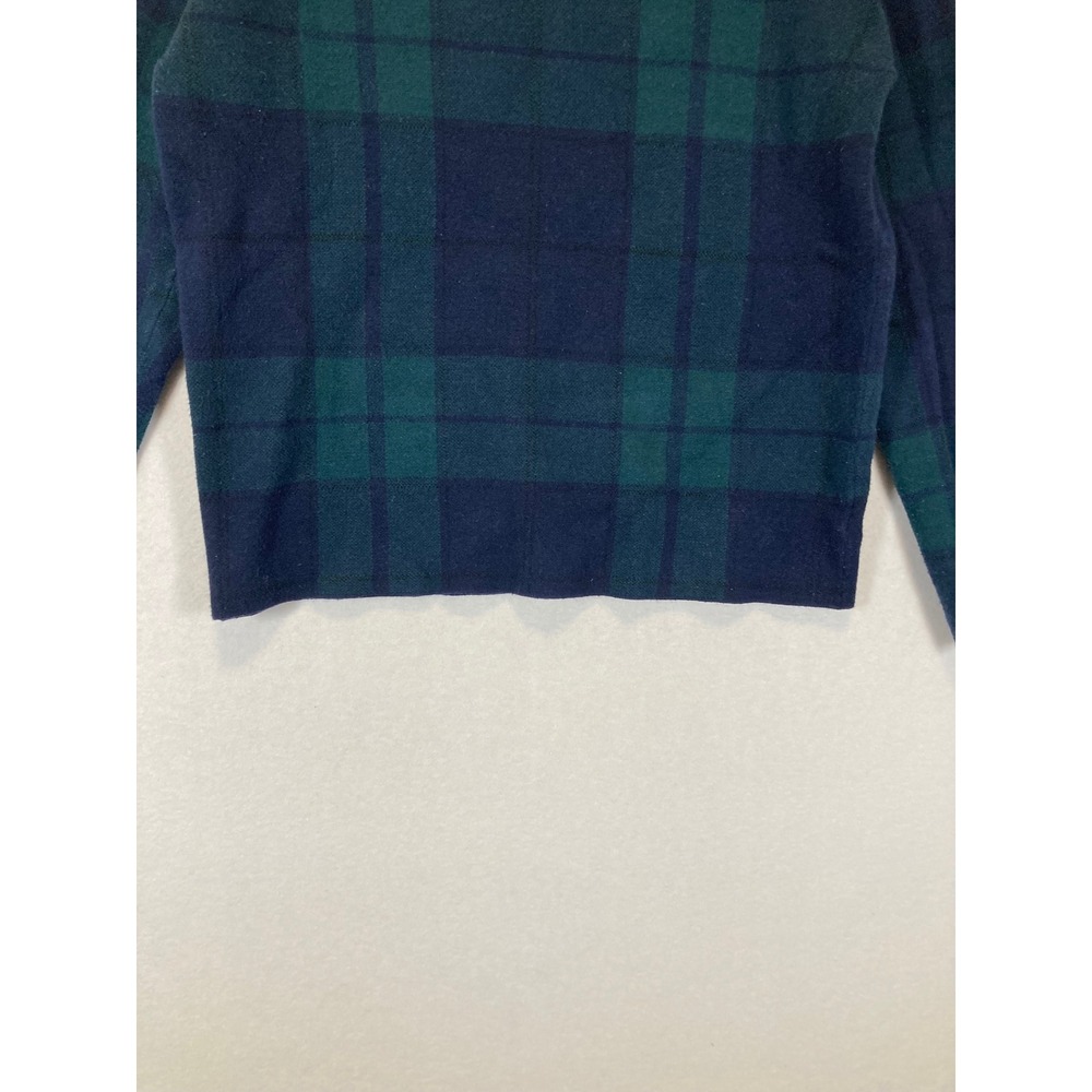 Dark Academia Tahari Womens Large Navy Green Plaid Boat Neck Knit Sweater‎ - Picture 8 of 9